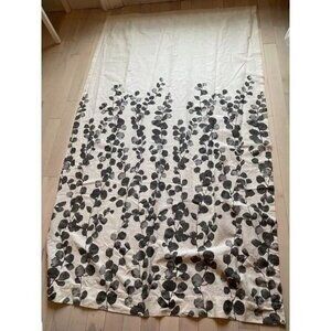 Pair of Modern Cotton Curtains 48" x 80" Gray Leaves
